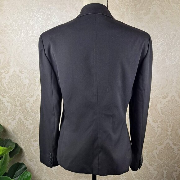 Anne Klein Size 10 Black 1 Button Blazer Notched Lapels Long Slv 3 Pockets NWOT - Picture 7 of 11